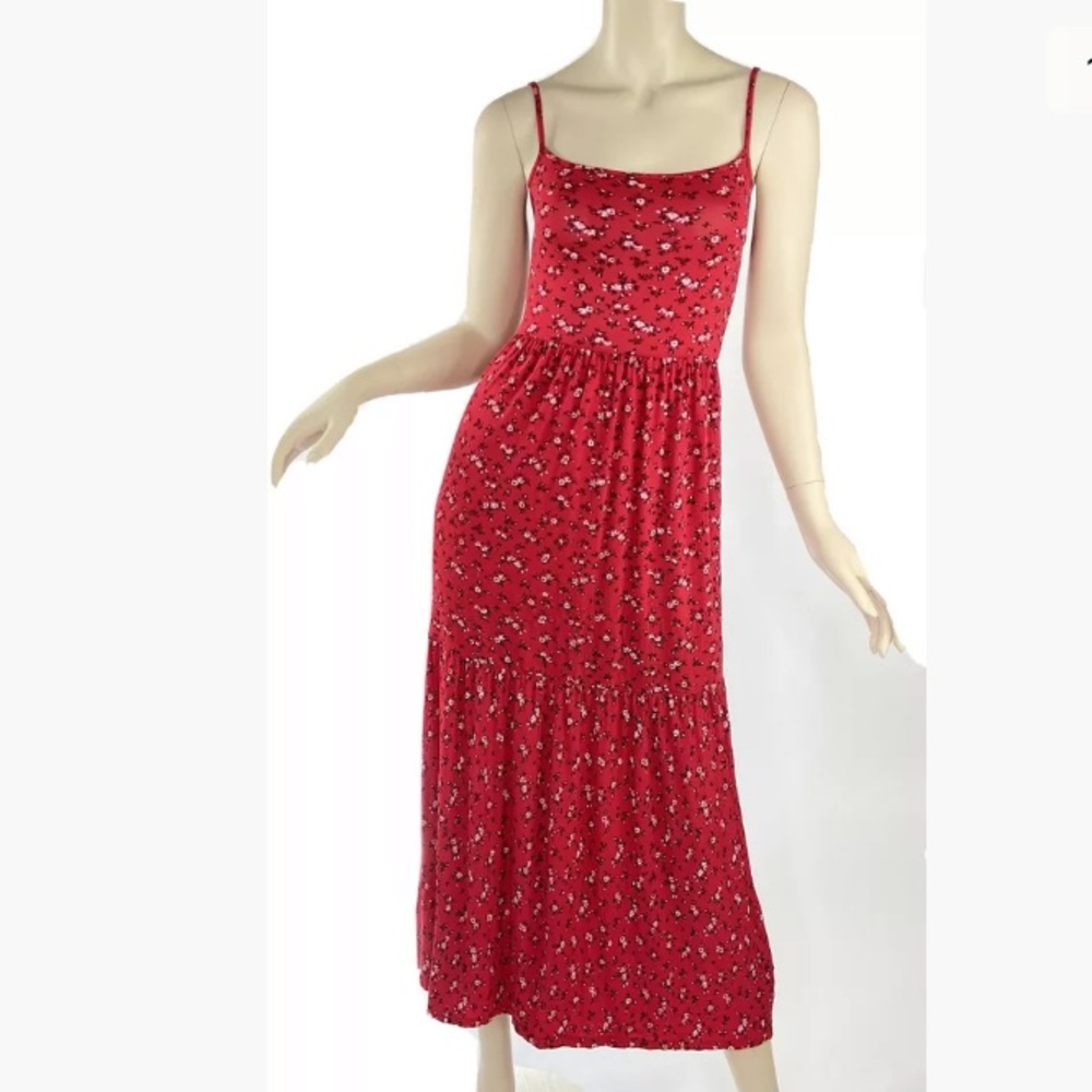 Nastygal Maxi Dress Red Floral Ditsy Print Size 0